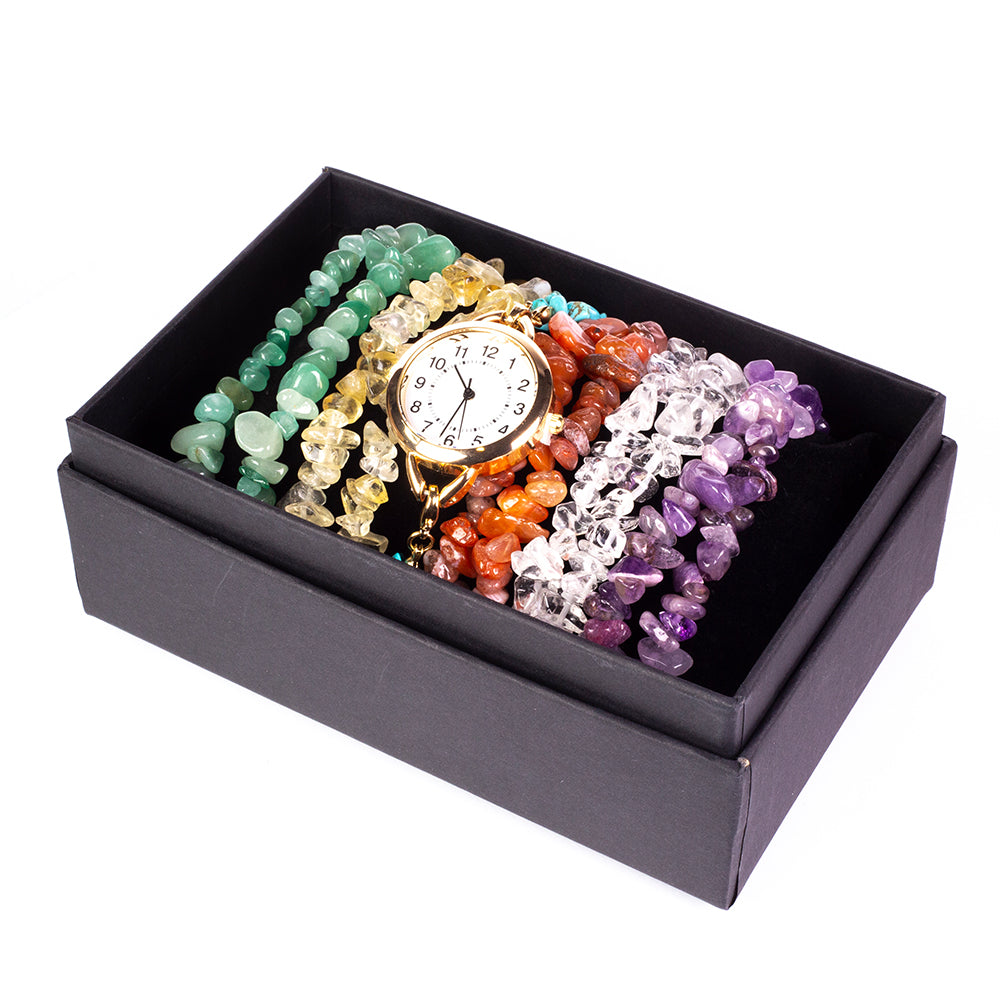Reloj de Aleación Bañado en Oro con Turquesa y Amatista ( Pulsera ) 1 
