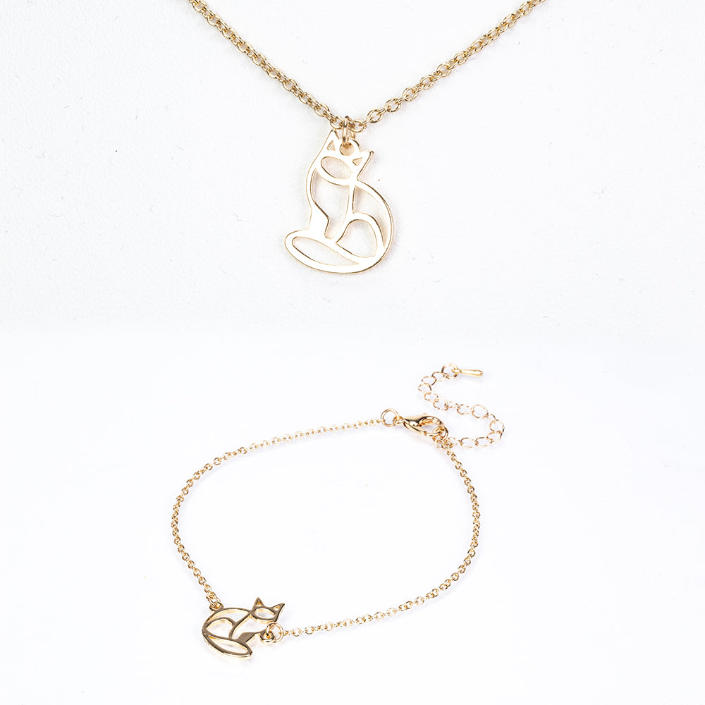 Conjunto de Aleación Bañado en Oro ( Collar +Pulsera +Colgante ) 1 