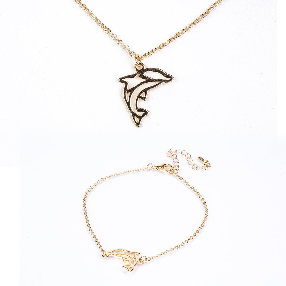 Conjunto de Aleación Bañado en Oro ( Collar +Pulsera ) 1 