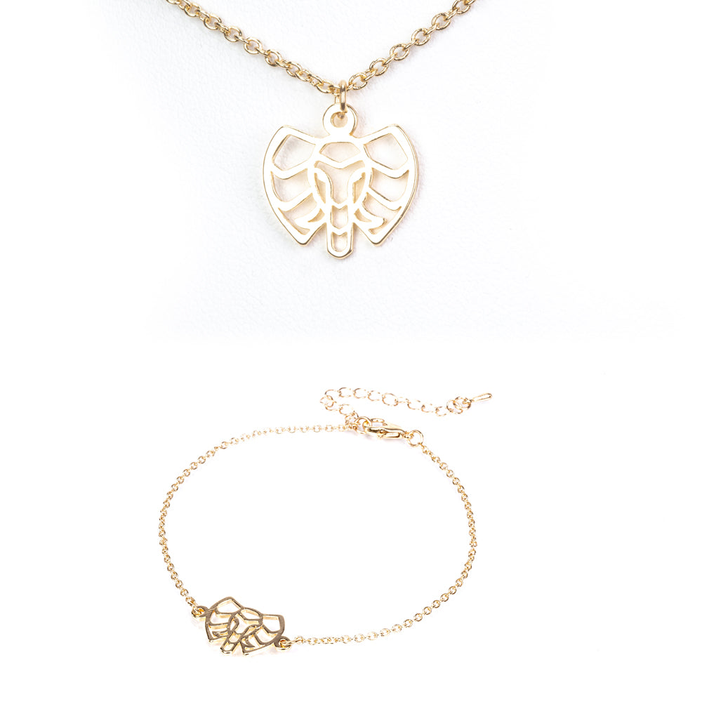 Conjunto de Aleación Bañado en Oro ( Collar +Pulsera ) 4 