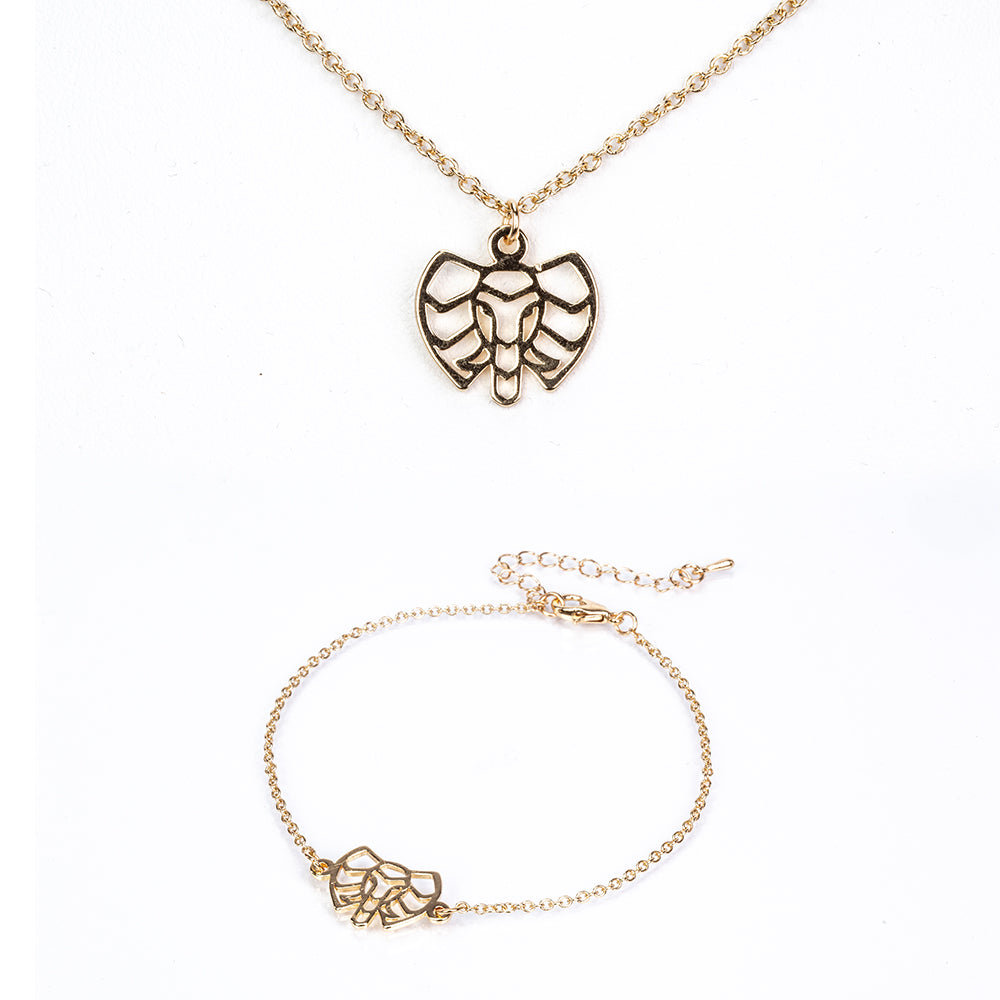 Conjunto de Aleación Bañado en Oro ( Collar +Pulsera ) 1 
