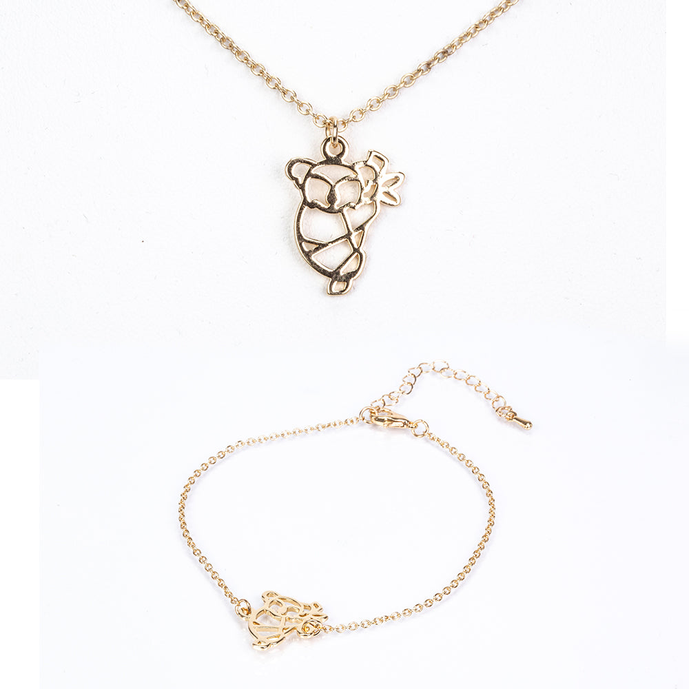 Conjunto de Aleación Bañado en Oro ( Collar +Pulsera ) 1 