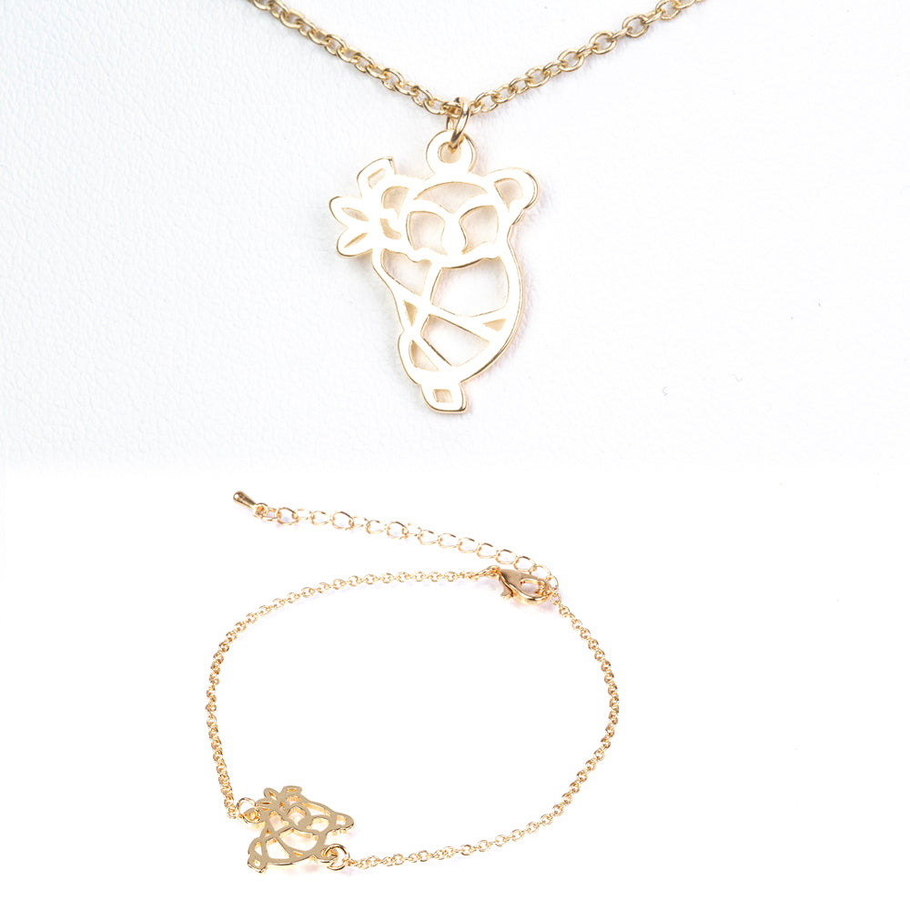 Conjunto de Aleación Bañado en Oro ( Collar +Pulsera ) 4 