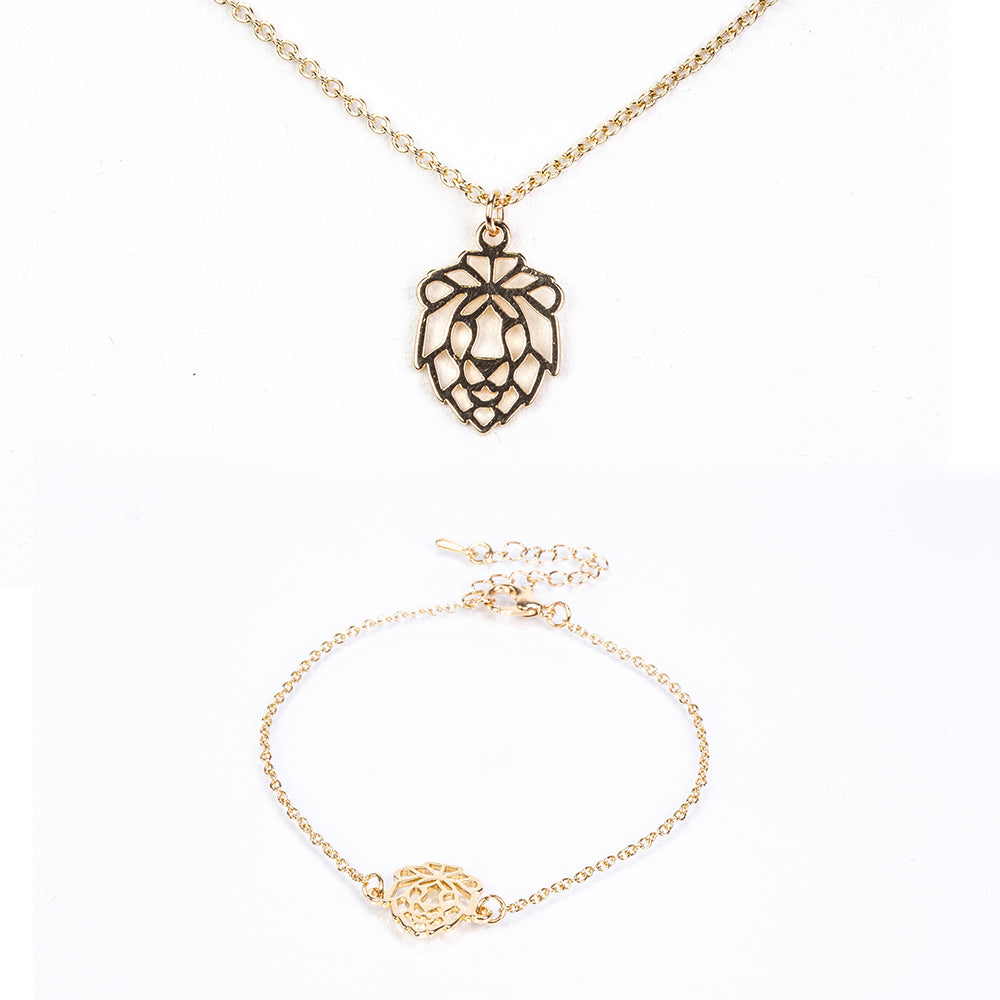 Conjunto de Aleación Bañado en Oro ( Collar +Pulsera )