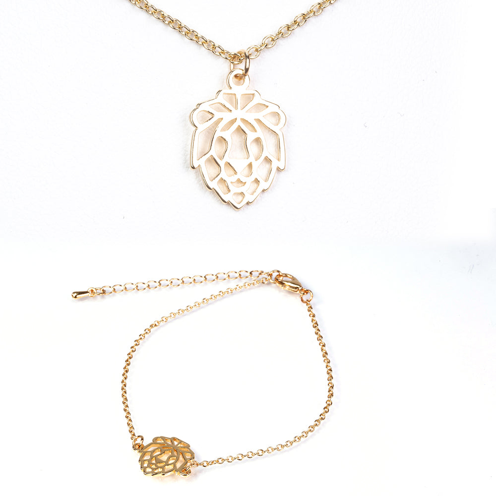 Conjunto de Aleación Bañado en Oro ( Collar +Pulsera ) 4 