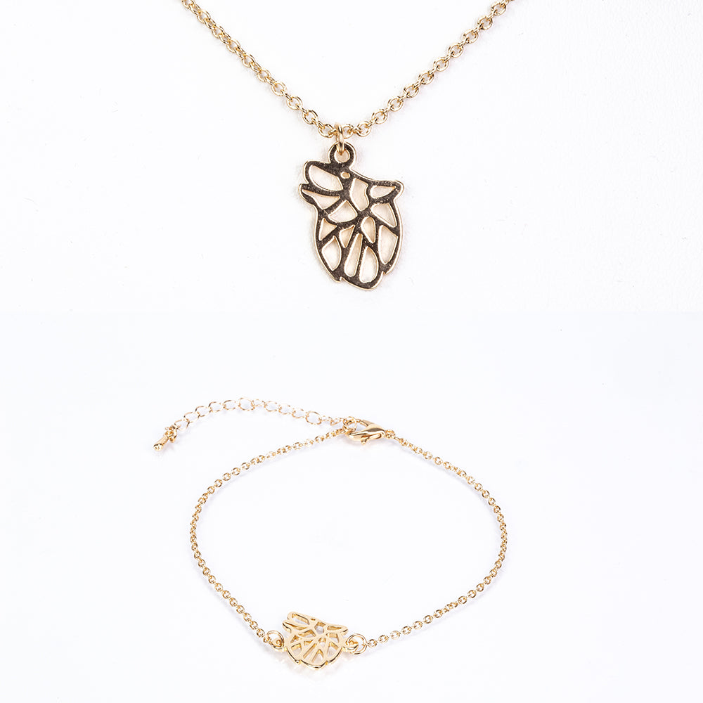Conjunto de Aleación Bañado en Oro ( Collar +Pulsera ) 1 