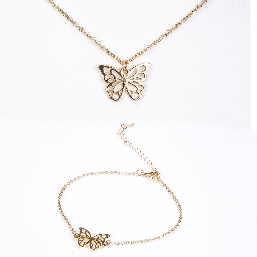 Conjunto de Aleación Bañado en Oro ( Collar +Pulsera ) 1 