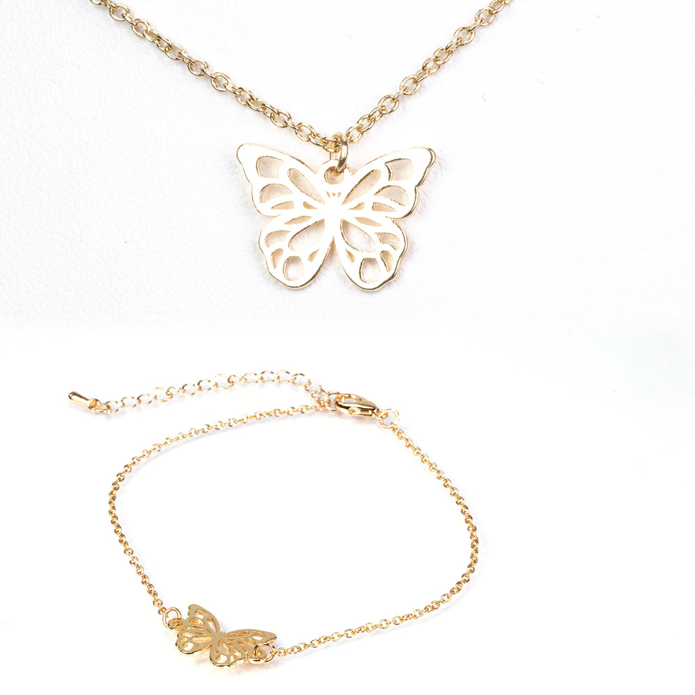 Conjunto de Aleación Bañado en Oro ( Collar +Pulsera ) 4 