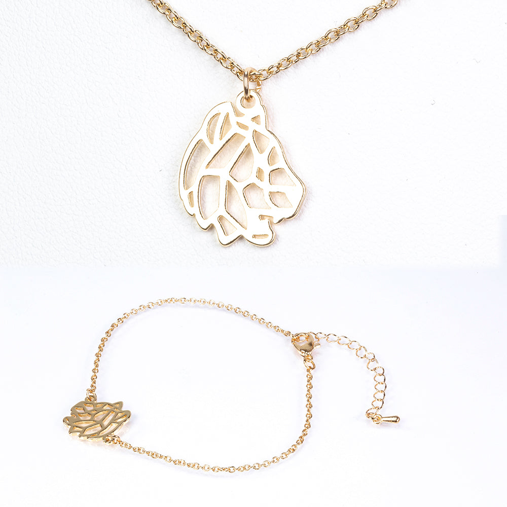 Conjunto de Aleación Bañado en Oro ( Collar +Pulsera ) 4 