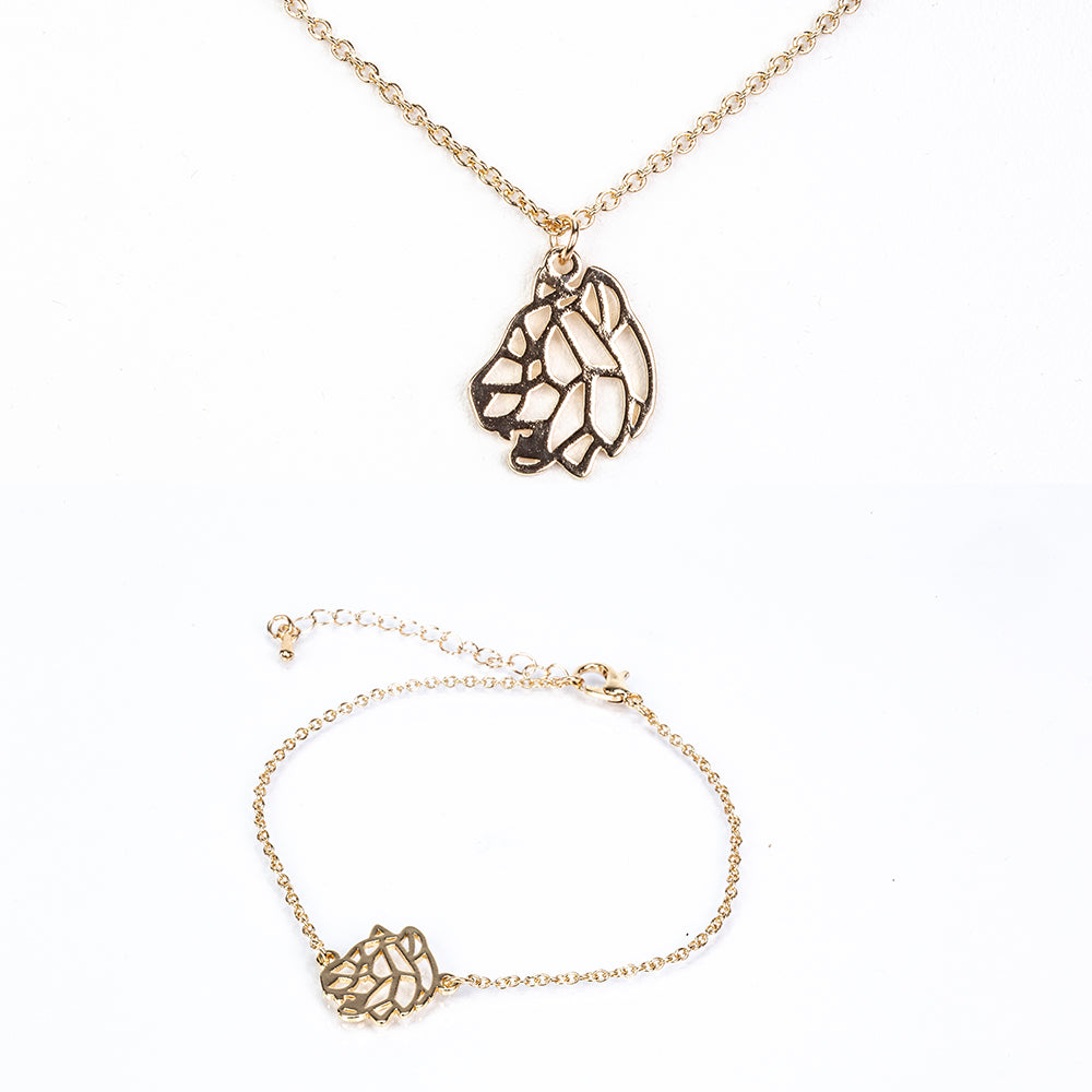 Conjunto de Aleación Bañado en Oro ( Collar +Pulsera ) 1 