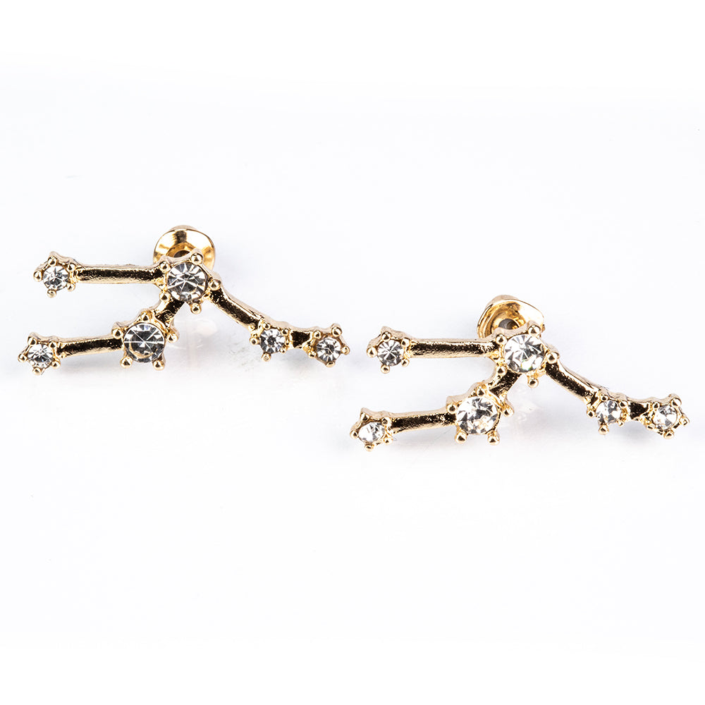 Tauro Pendientes de Aleación Bañado en Oro con Cristal Emporia® Blanco 4 