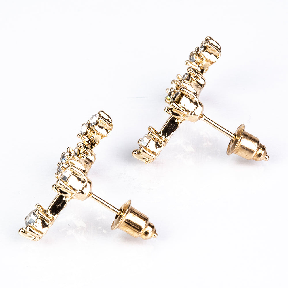 Leo Pendientes de Aleación Bañado en Oro con Cristal Emporia® Blanco 5 