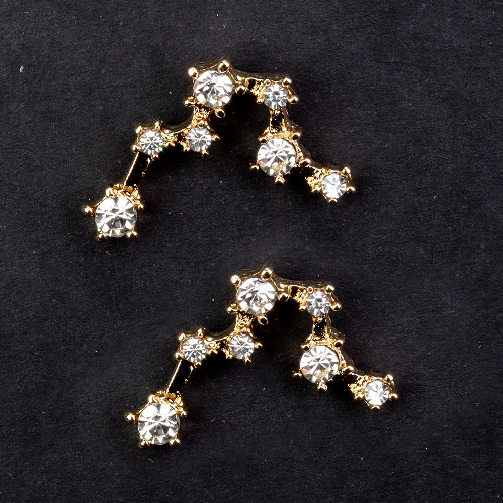 Piscis Pendientes de Aleación Bañado en Oro con Cristal Emporia® Blanco 2 