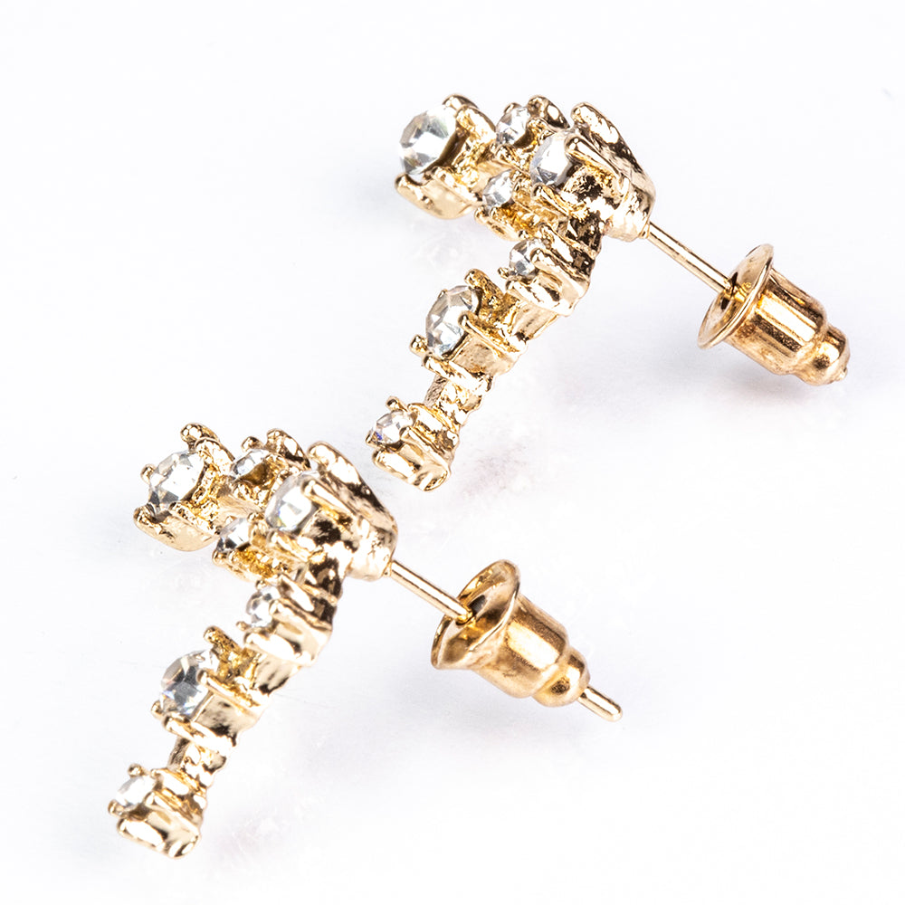 Piscis Pendientes de Aleación Bañado en Oro con Cristal Emporia® Blanco 5 