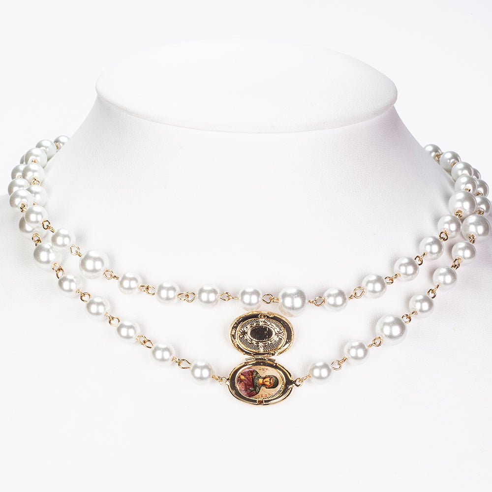 Collar de Aleación Bañado en Oro con Perla de cristal 1 