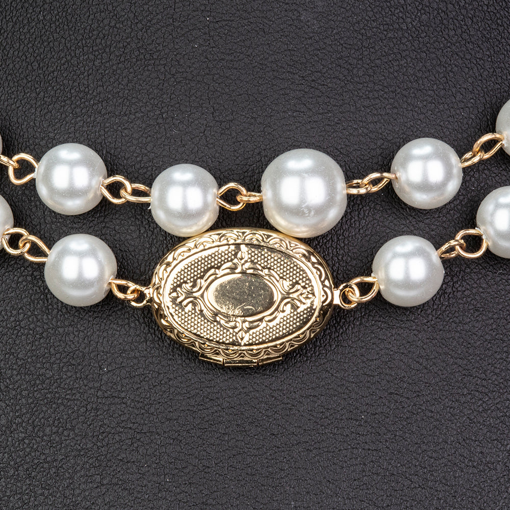 Collar de Aleación Bañado en Oro con Perla de cristal