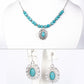 Conjunto de Aleación Bañado en Oro con Turquesa ( Collar +Pendientes )