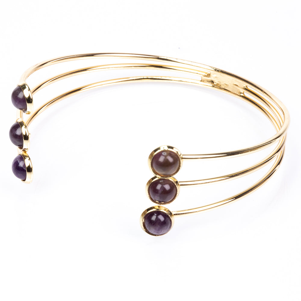 Pulsera de Aleación Bañado en Oro con Amatista 1 