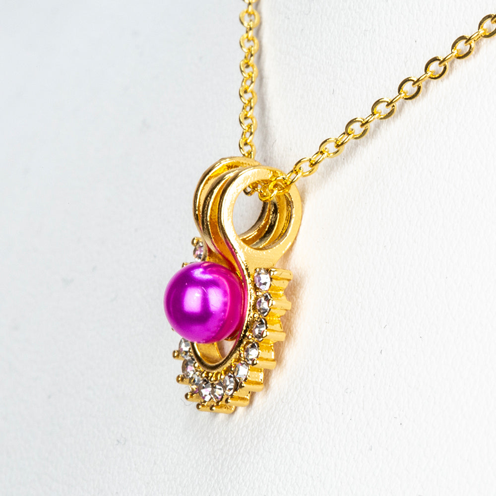 Conjunto de Aleación Bañado en Oro con Perla blanca de agua dulce y Cristal Emporia® Blanco ( Collar +Pendientes +Colgante )