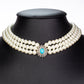 Conjunto de Aleación Bañado en Oro con Perla de cristal y Turquesa ( Collar +Pendientes )