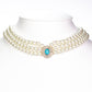 Conjunto de Aleación Bañado en Oro con Perla de cristal y Turquesa ( Collar +Pendientes )