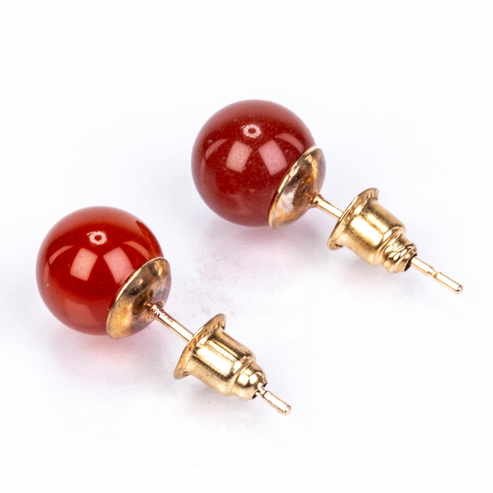 Conjunto de Aleación Bañado en Oro con Ágata Roja y Amatista ( Collar +Pendientes +Pulsera )