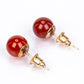 Conjunto de Aleación Bañado en Oro con Ágata Roja y Amatista ( Collar +Pendientes +Pulsera )