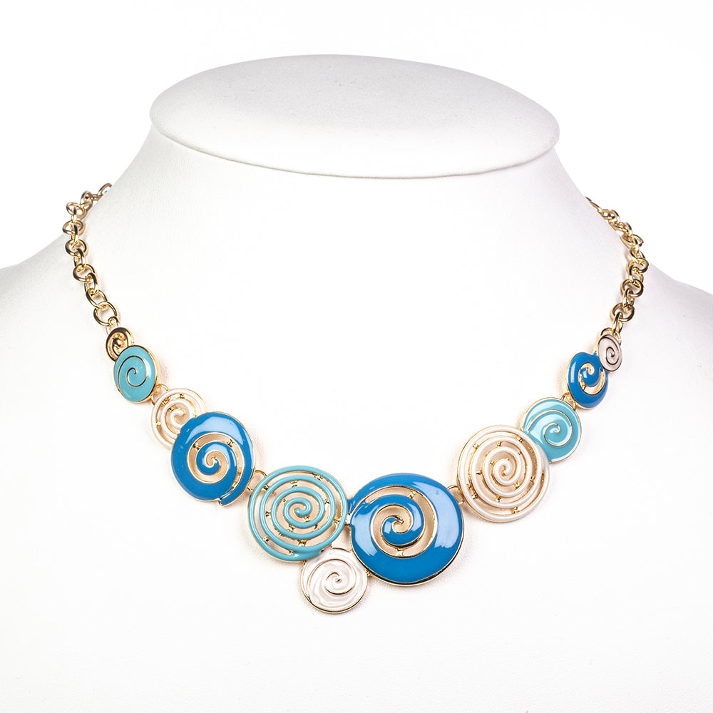 Conjunto de Aleación Bañado en Oro con Esmalte ( Collar +Pendientes ) 5 