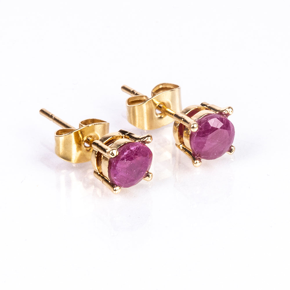 Conjunto de Aleación Bañado en Oro con Rubí y Cristal Emporia® Blanco ( Collar +Pendientes +Anillo +Colgante ) 5 
