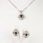 Conjunto de Aleación Bañado en Oro con Zafiro y Cristal Emporia® Blanco ( Collar +Pendientes +Colgante )