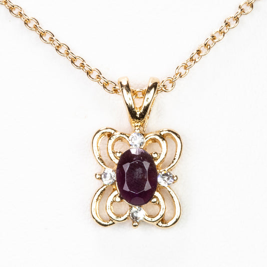 Collar de Aleación Bañado en Oro con Amatista y Cristal Emporia® Blanco ( Collar +Colgante )