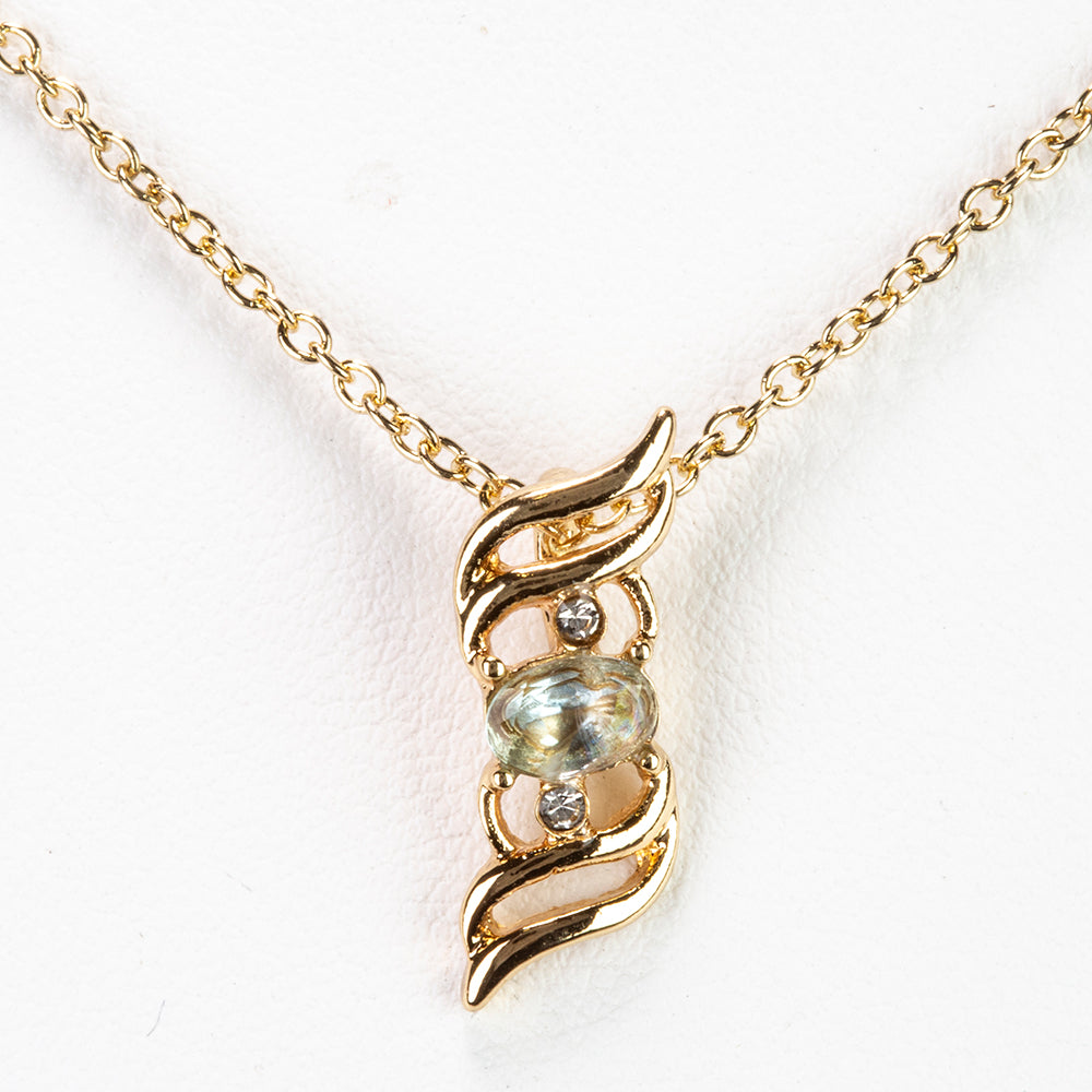 Collar de Aleación Bañado en Oro con Aguamarina y Cristal Emporia® Blanco ( Collar +Colgante ) 1 