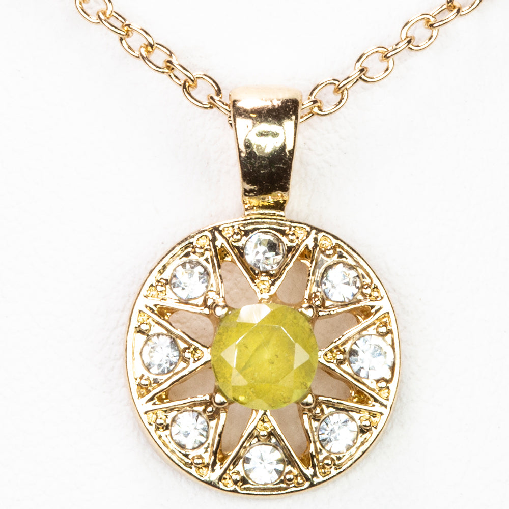 Collar de Aleación Bañado en Oro con Peridoto y Cristal Emporia® Blanco ( Collar +Colgante ) 1 