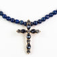 Cruz Collar de Aleación Bañado en Oro con Lapislázuli y Cristal Emporia® Azul ( Collar +Colgante )