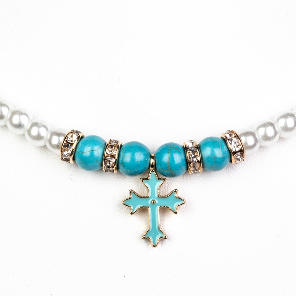 Cruz Collar Cuenta con Turquesa ( Collar +Colgante ) 2 