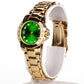 Reloj de Aleación Bañado en Oro con Esmeralda y Cristal Emporia® Blanco ( Collar +Pendientes +Colgante )