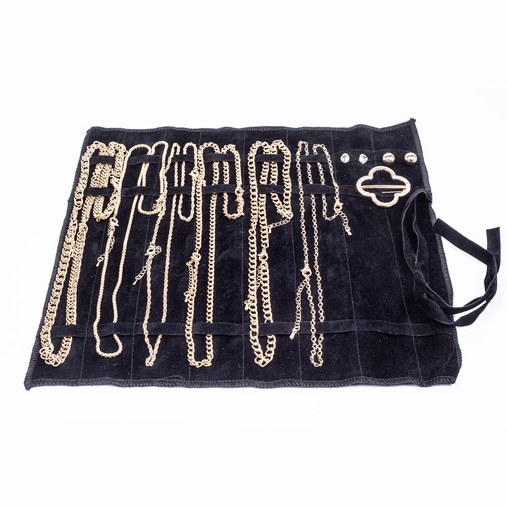 Conjunto de Aleación Bañado en Oro con Cristal Emporia® Blanco ( Collar +Pendientes +Pulsera )