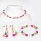 Conjunto de Aleación Bañado en Oro ( Collar +Pendientes +Pulsera )