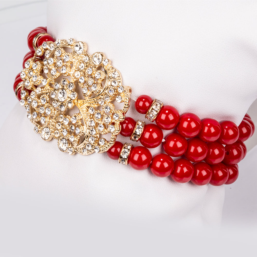 Conjunto de Aleación Bañado en Oro con Cristal Emporia® Blanco ( Collar +Pulsera )