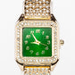 Reloj de Aleación Bañado en Oro con Cristal Emporia® Verde y Cristal Emporia® Blanco ( Collar +Pendientes +Colgante )