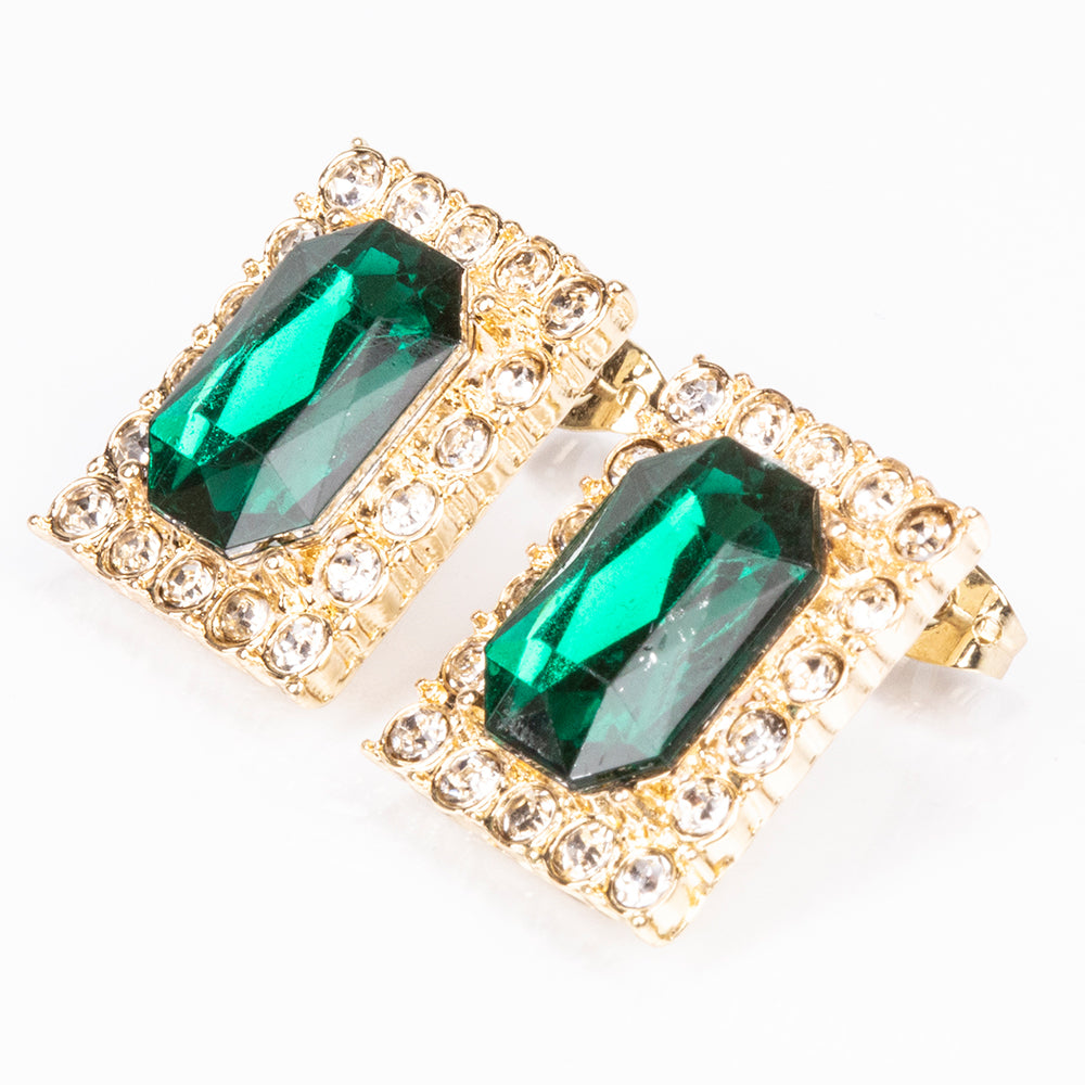 Reloj de Aleación Bañado en Oro con Cristal Emporia® Verde y Cristal Emporia® Blanco ( Collar +Pendientes +Colgante )