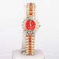 Reloj de Aleación Bañado en Oro con Cristal Emporia® Rojo ( Pulsera )