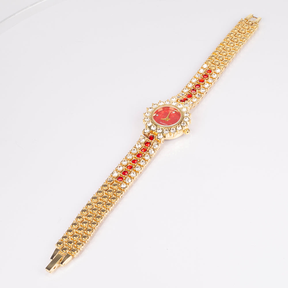 Reloj de Aleación Bañado en Oro con Cristal Emporia® Rojo ( Pulsera ) 7 
