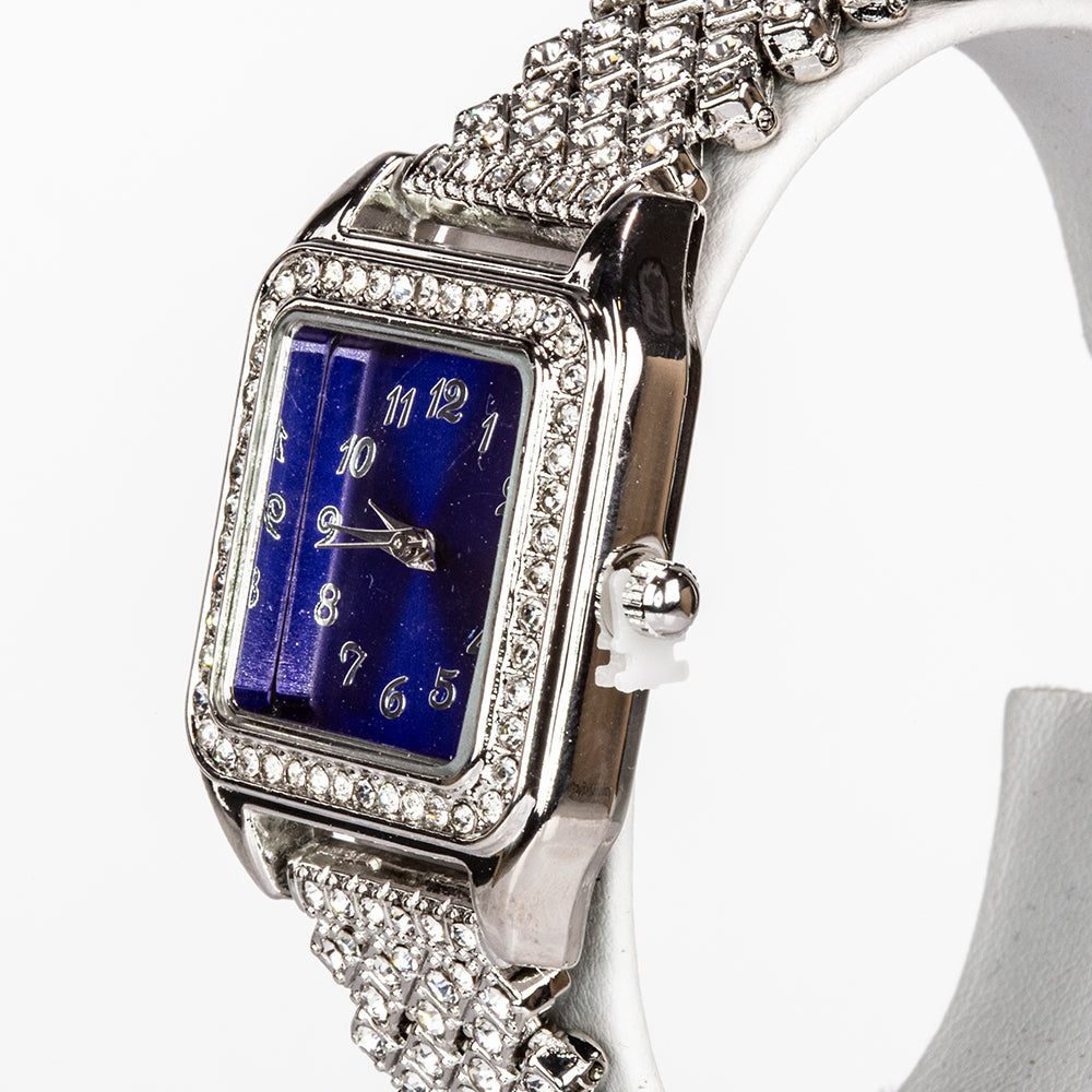 Reloj de Aleación Bañado en Oro con Cristal Emporia® Azul y Cristal Emporia® Blanco ( Collar +Pendientes +Colgante )