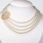 Conjunto de Aleación Bañado en Oro con Perla de cristal y Cristal Emporia® Blanco ( Collar +Pulsera )
