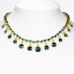 Conjunto de Aleación Bañado en Oro con Cristal Emporia® Verde ( Collar +Pendientes )