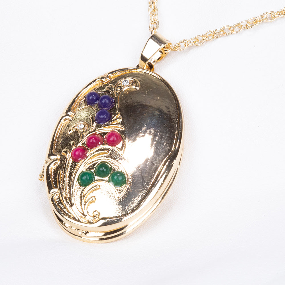 Collar de Aleación Bañado en Oro con Rubí y Zafiro