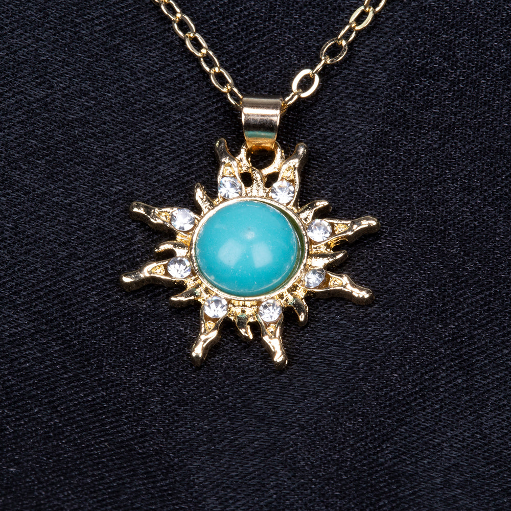 Collar de Aleación Bañado en Oro con Turquesa