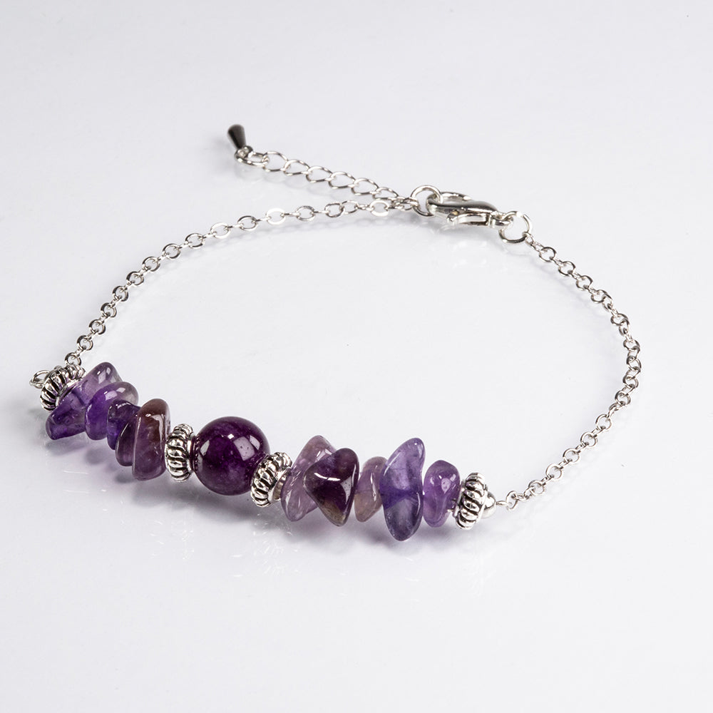 Conjunto de Aleación Bañado en Oro con Amatista ( Collar +Pulsera ) 3 