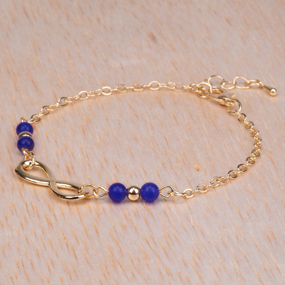 Pulsera de Aleación Bañado en Oro con Zafiro